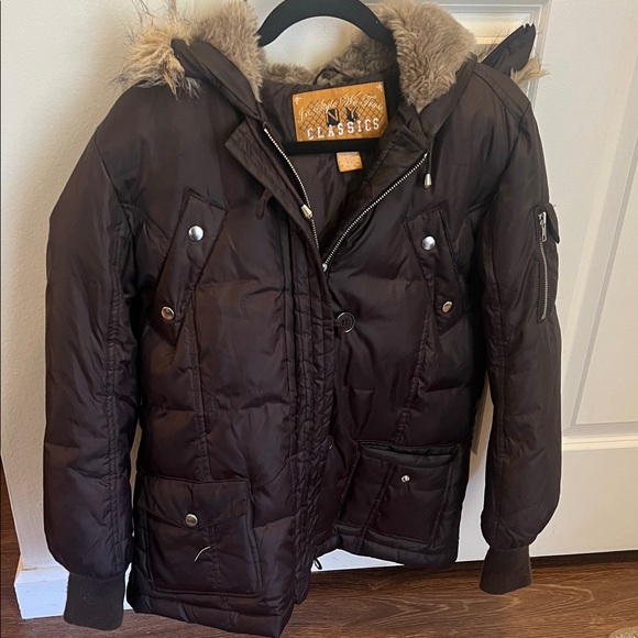 Jackets & Blazers - Vintage Brown‎ Fur-Lined Puffer Jacket